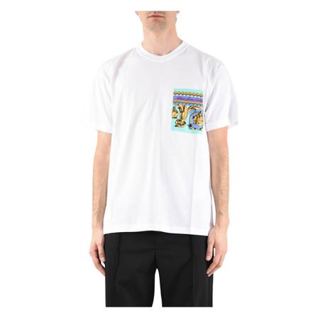 Versace Jeans Couture, T-shirt with printing Wit, Heren, Maat:L,Katoen