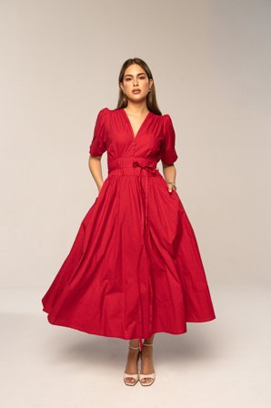Maria Dress City Red Poplin City Red Poplin / XS