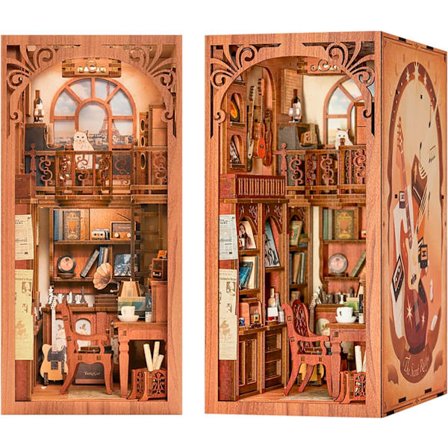 DIY-kirjanurkkaussetti, DIY-nukkekoti, kirjahylly, käytäväkoriste, kirjatukia LED-valolla (Secret Rhy