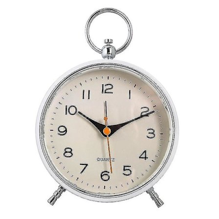 Analog väckarklocka tickar inte med snooze-funktion för barn vit