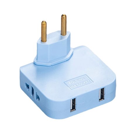 Fleksibel 4,8 mm EU-stikadapter med 2 udtag og USB-port til opladning