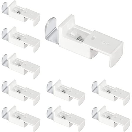10 stycken fästbeslag, Beslag för att klämma fast spända veck till fönsterkarmen utan verktyg, lim eller borrning