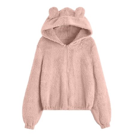 Oversized stickad sweatshirt-kofta med huva för dam - Rosa - Storlek XL