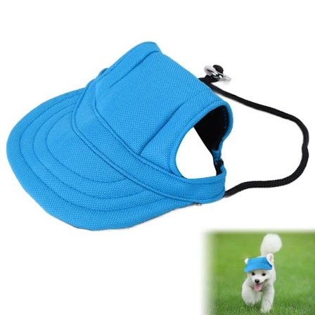 Hunde Baseballkasket Solbeskyttelse Komfortabel Justerbar Kæledyrs Sportskasket med Ørehuller til Små Hunde Blå L