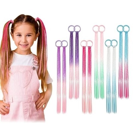 Dyed Hair Extensions for Kids, Braided Ponytail Extension