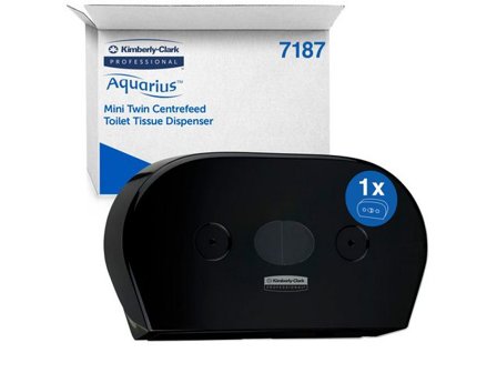 AQUARIUS Dispenser 7187 Mini Twin toalettpapper centrummatad svart - Lyreco - Städ och hygien - Toalettpapper och torkpapper - System - Kimberly Clark