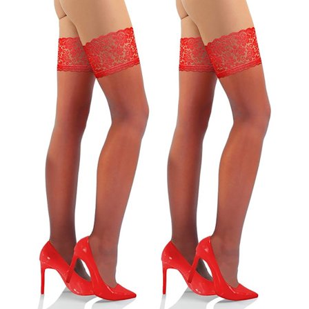 Strumpor med spets 1 eller 2 par 15 DEN Tunna Strumpor Kvinna