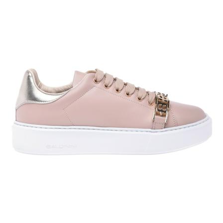 Baldinini Low-top trainers in nude and platinum leather Pink, Dame, Størrelse: 39 1/2 EU