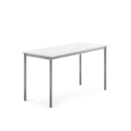 Desk BORÅS, 1400x600x720 mm, white laminate, alu grey