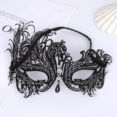 Ultratunn ihålig metall diamant phoenix mask Masquerade nattklubb bar disco rekvisita Järn mask, svart Betterlifefg