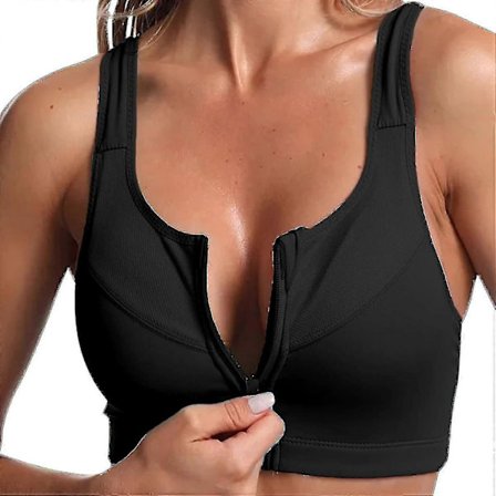 Sports-BH med lynlås foran - High Impact Sports-BH'er til kvinder Plus Size Træning Fitness Løbeundertøj S-5xl