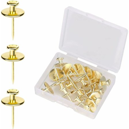 20 stk. småhovedede søm, dobbelthovedede vægsøm trykknap krogophæng dekorative trykknap kroge til hjemmekontor studerekammer gipsvæg (guld)