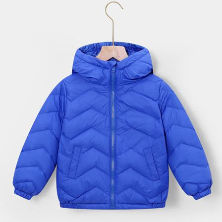Flickor Full Zip Down Jackor Med Fickor Hood Neck Ytterkläder