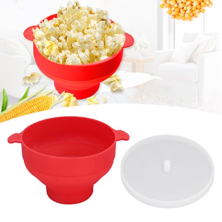 Mikrobølge Popcorn Popper Silikon Sammenleggbar Bolle Maker Høy Temperaturbestandig med Håndtak