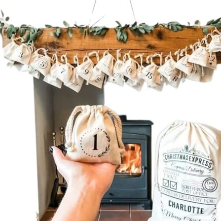 Jul Advent Kalender Väska God Jul afton Strumpa hem dörr bord Öppen spis Mantel dekoration