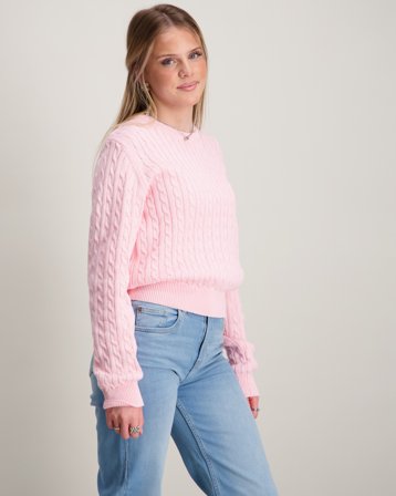 Grunt GRLine Cable LS Knit Różowy Swetry Dziewczyna - Kids Brand Store