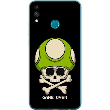 Kompatibelt Mobilskal till Honor Honor 9X Lite Spelmotiv med dödskalle och grön svamp i retro gaming-stil med texten game over
