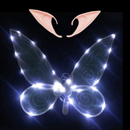 2 st Light Up Fairy Wings Set med tomteöron