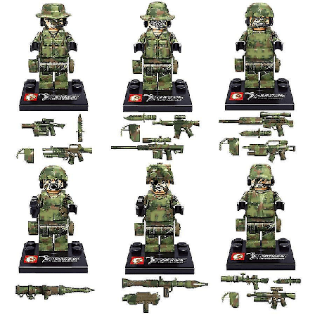 6pcs Military Building Blocks Falcon Commando Minifigure Assembling Doll Toy