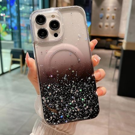 Magsafe Bling Glitter Gradient Stötsäkert genomskinligt anti- case för Iphone 15 Pro Max 15 Ultra
