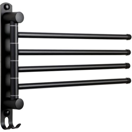Musta kylpyhuoneen pyyhekuivain 4 tangolla, 180° kääntyvät pyyhekuivaimet S