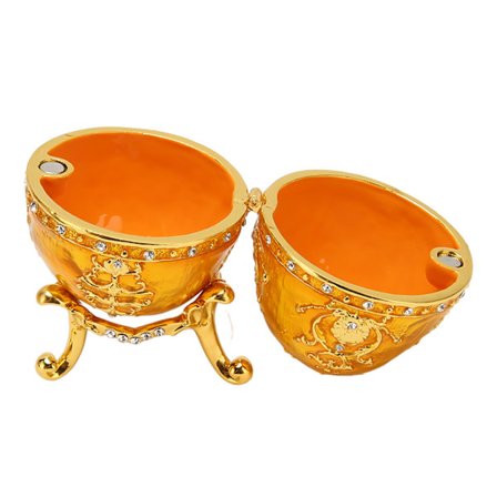 Egg Style Smykker Skrin Smykkeskrin Sink Alloy Håndmalt Emaljert Dekorativ Hengslet Egg Formet Smykkeskrin for Hjemmedekor Gull