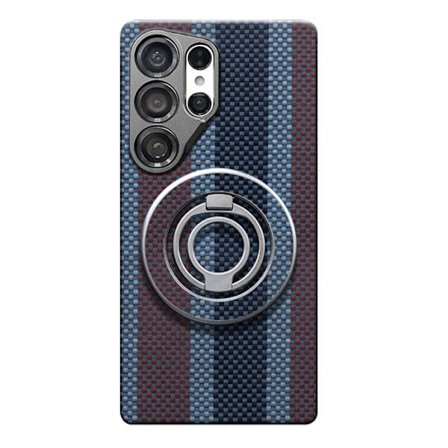 Mobilskal till Galaxy S25 Ultra MagSafe Kevlar Metal Ring - Tri Color Rain