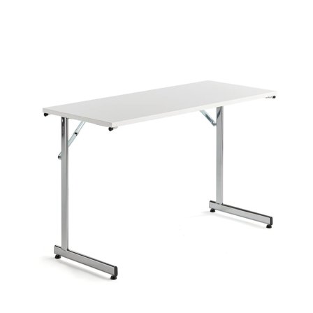 Office folding table CLAIRE, 1200x500x720 mm, white, chrome