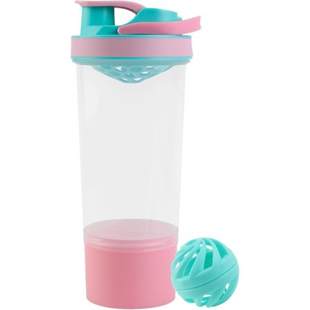 Shaker Protein Shake, 700ml Protein Shaker Cup, Vattenflaska med Stor Kapacitet, Kombinerad Avtagbar Vattenflaska, Med 200ml Pulverbehållare, Rosa