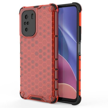 Honeycomb TPU Puskuri Kansi Xiaomi Redmi K40 Pro / K40 / Poco F3 Punainen
