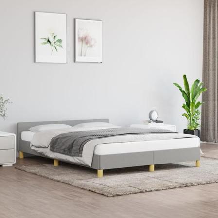 Vidaxl Sängram Med Huvudgavel Ljusgrå 140x200 Cm Tyg Grå