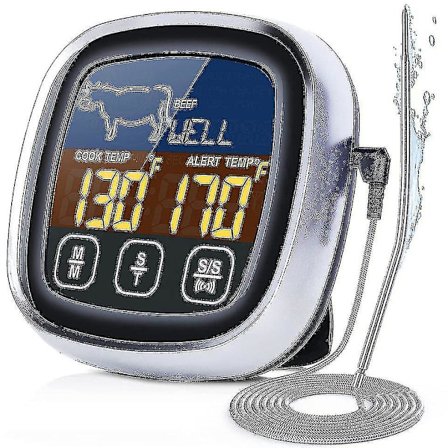 Digital Kötttermometer Kök, Stektermometer, Grilltermometer, Digital Termometer Med LCD-Timer, Temperaturgivare För Ugn Kött Ugn Mat