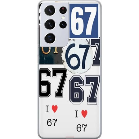 Kompatibelt Mobilskal till Samsung Samsung Galaxy S21 Ultra 5G 67 meme vintage nummer kollage retro 6-7 nummer klassisk typografi vintage design