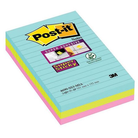 POST-IT Notes SS linjerade 101x152mm 90 blad Cosmic 3/fp - Lyreco - Kontorsmaterial - Notes och Post-It - Notes - Extra sticky