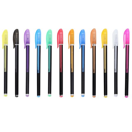 1 mm:n kärjellinen geeli-kynä, värillinen fluoresoiva Nite Writer -kynä piirtämiseen (12 väriä)