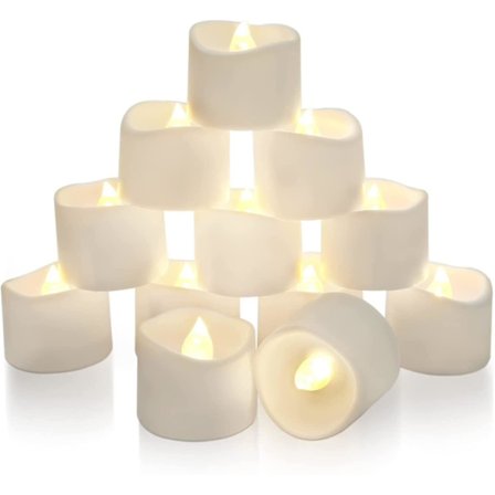 24 st LED-värmeljus med timer, batteridrivna värmeljus för bord