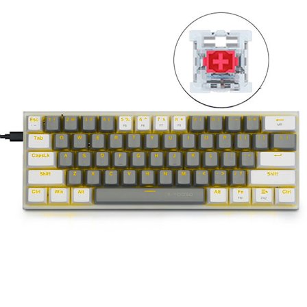 Z-11 60 % mekanisk tastatur USB-kabelfast og 18 LED-baggrundsbelyst akse Gaming Mekanisk tastatur 61 taster optiske kontakter