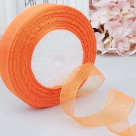 45M*2cm gjennomsiktig chiffonbånd Organza blondebånd ORANSJE Orange