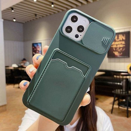 iPhone 15 Pro -kotelo korttipaikalla, TPU-puhelinkuori liukuvalla linssinsuojuksella Multicolor Style G