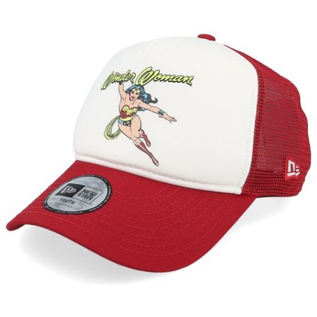 New Era - Röd trucker Keps - Kids Dc Wonder Woman White/Red Trucker @ Hatstore