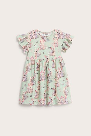 Kappahl | Bomullskjole med kaniner Grønn 134/140 | Grønn