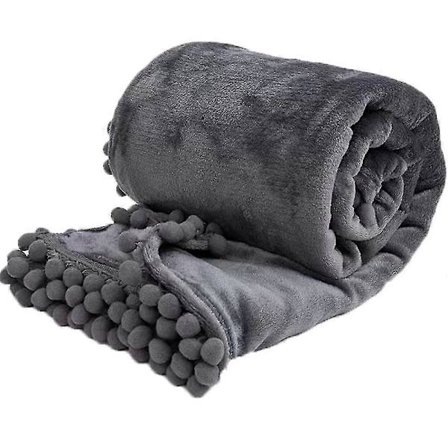 Flanellfilt med tofsar Lätt Plysch Fleece Filt Mysig Pläd Filt Gåva till Jul