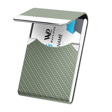 Käyntikorttikotelot, ammattimainen PU-nahka ja ruostumaton teräs käyntikorttikotelo, ohut metalli taskukorttikotelo magneettilukolla (vihreä)