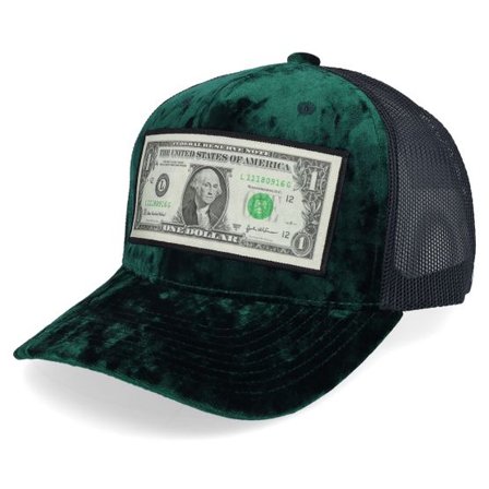 Calza Pennello - Grön trucker Keps - Dollar Bill Velvet Green/Black A-frame Trucker @ Hatstore