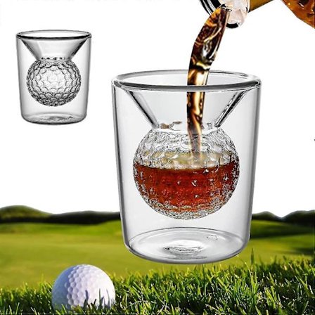 2-pak Golf Whiskeyglas, Golfgaver til mandlige golfspillere, Whiskeyglas med indlejret golfbold, Bar Drikke Vinglas_Kvalitetsgaver