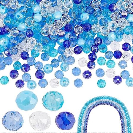 615 stk. Blå Krystallperler 8mm Glassperler 5 Farger Rondelle Krystallperler Fasetterte Glassperler Løse Perler Avstandsstykker for Sommerarmbånd 
