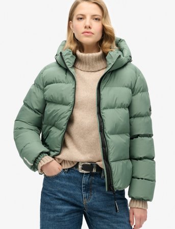 Superdry Sport Hooded Sports Puffer Jacket - Green - XL