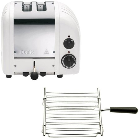 Dualit Classic-leivänpaahdin kahdelle viipaleelle grillitoiminnolla, valkoinen