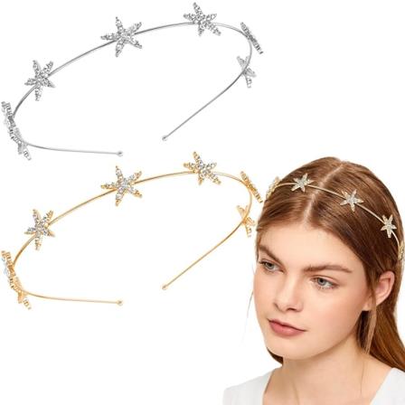 2 stk Rhinestone Alloy Femstjerners Hodebånd Brud Hårklemme Bryllup Hårtilbehør Ornamenter for Elegante Kvinner Jenter