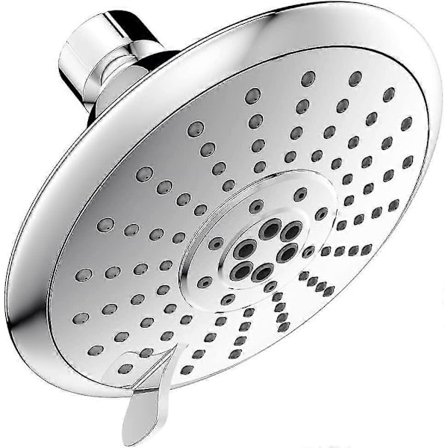 Høytrykks dusjhode, 5 tommers fast regndusjhode, 5 sprayinnstillinger regnfallsdusj med vinkeljusterbar kuleledd (krom)_Kvali